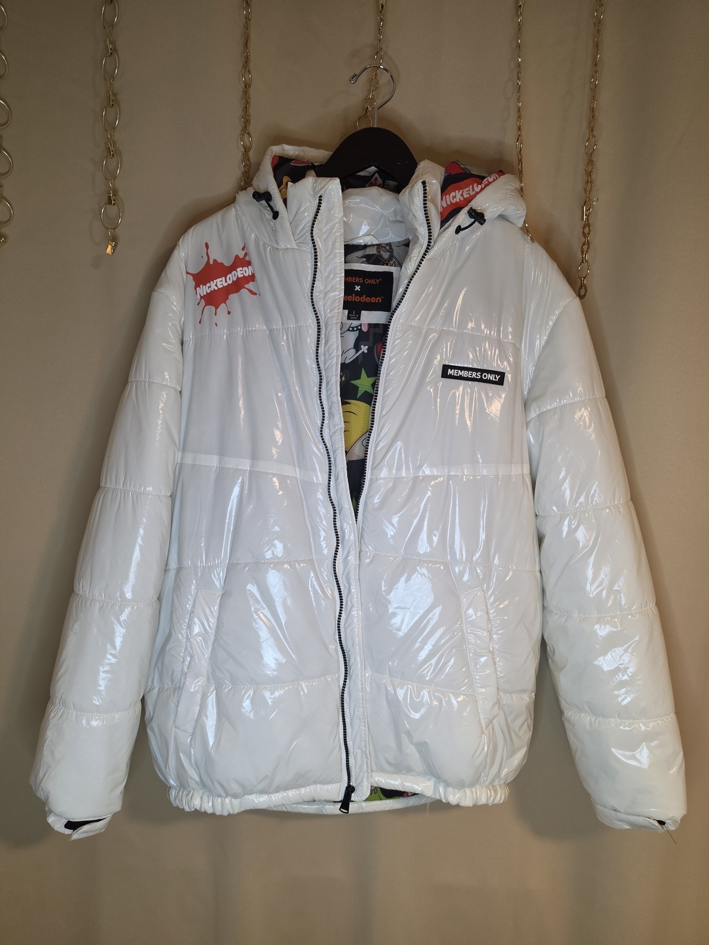 Members Only x Nickelodeon White Puffer Jacket